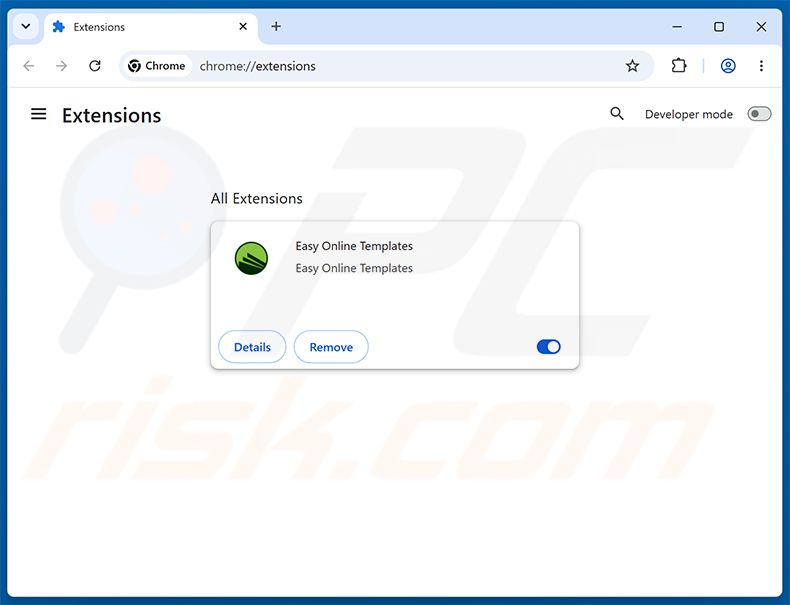 Eliminación de los anuncios de Easy Online Templates de Google Chrome paso 2