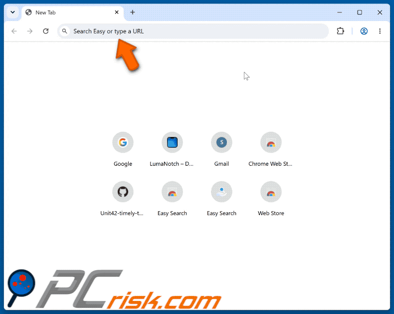 Secuestrador de navegador Easy Search redirigiendo a Bing (GIF)
