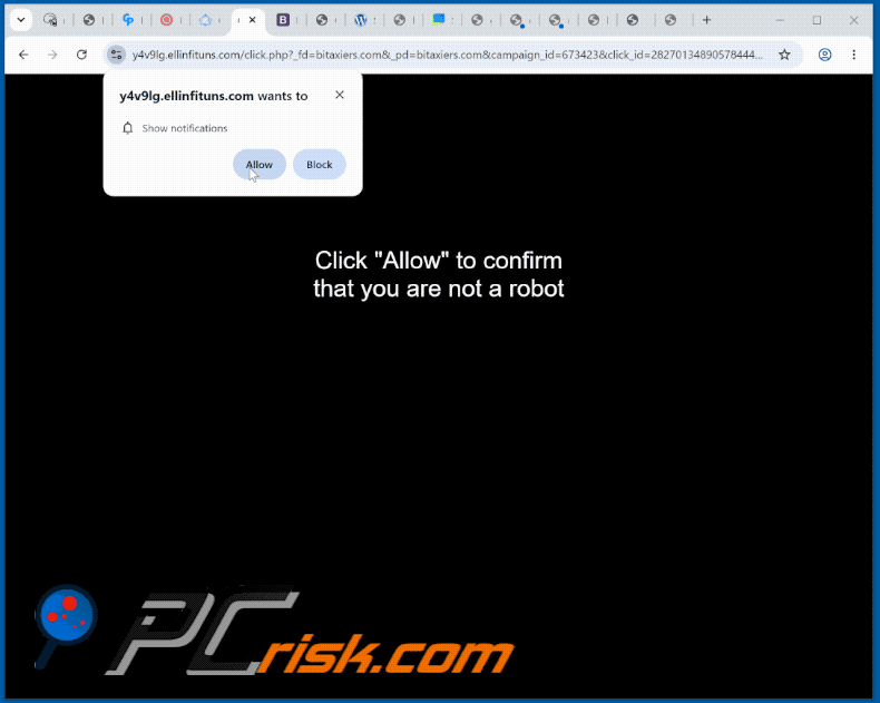 apariencia del sitio web ellinfituns[.]com (GIF)