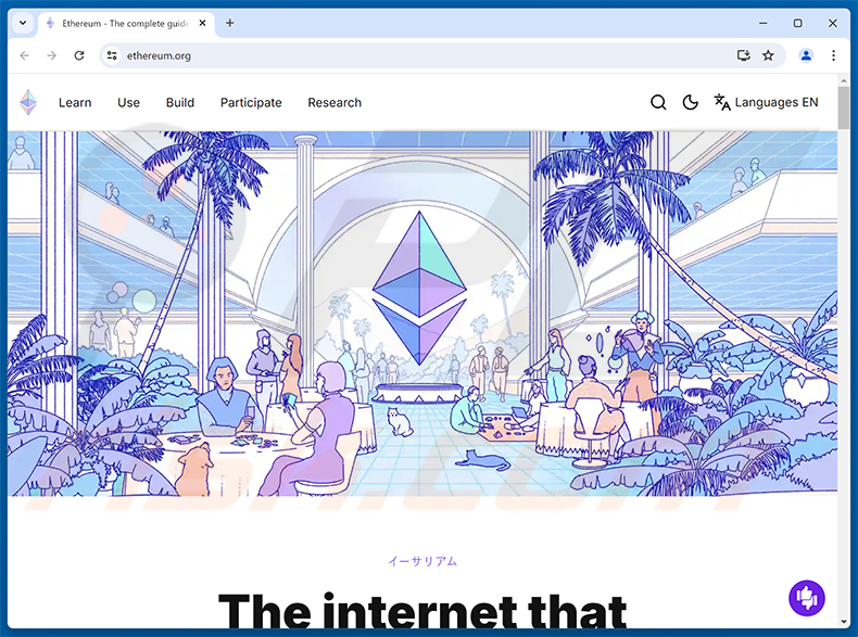 Sitio web real de la Estafa Ethereum Genesis Airdrop (ethereum.org)