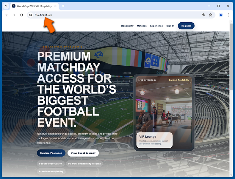 Estafas de la Copa Mundial FIFA 2026 - página falsa completa en ww-fifa[.]com