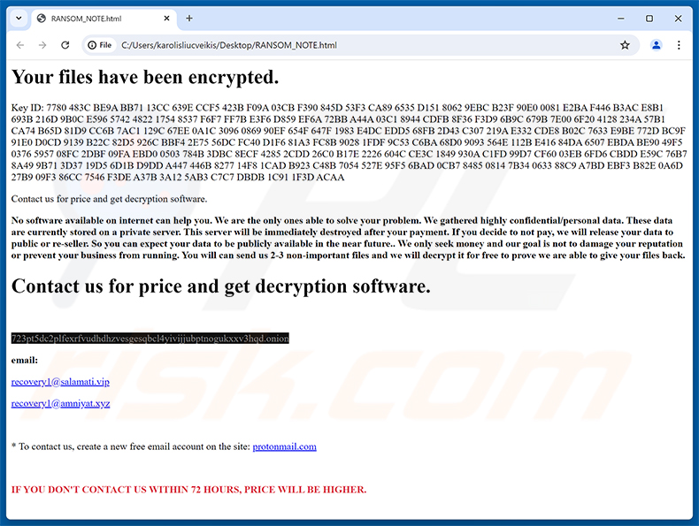 Nota de rescate del ransomware Friends (RANSOM_NOTE.html)