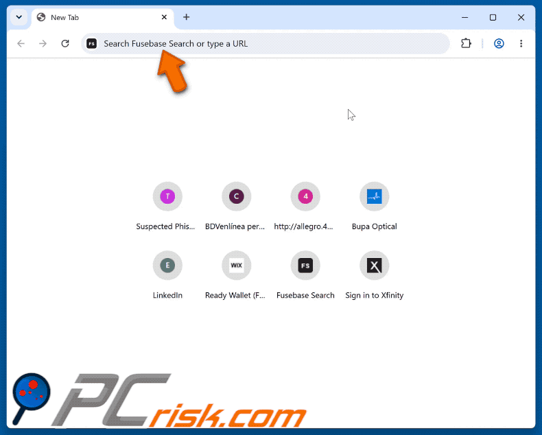 Secuestrador de navegador Fusebase Search (s.fusebase-search.com) redirigiendo a Yahoo (GIF)