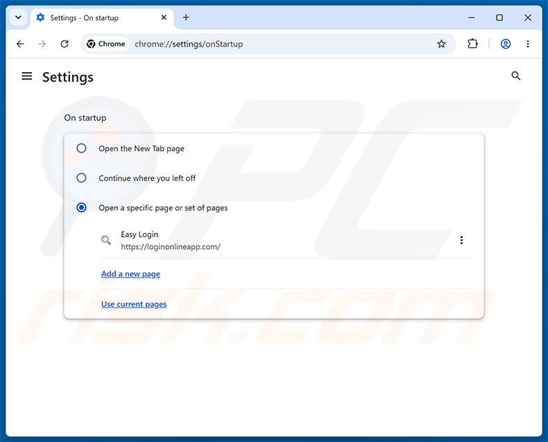 Eliminar Easy Login (loginonlineapp.com) de la página de inicio de Google Chrome