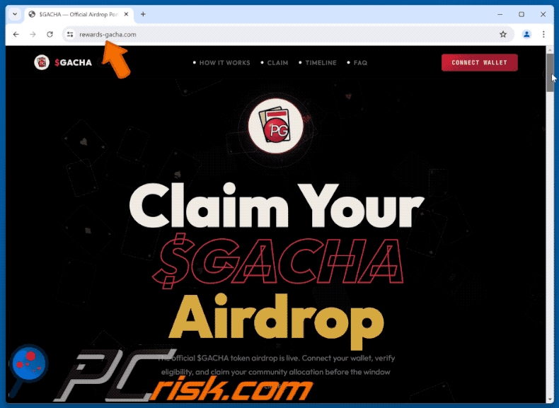 Apariencia de la estafa PowerGacha ($GACHA) Airdrop (GIF)