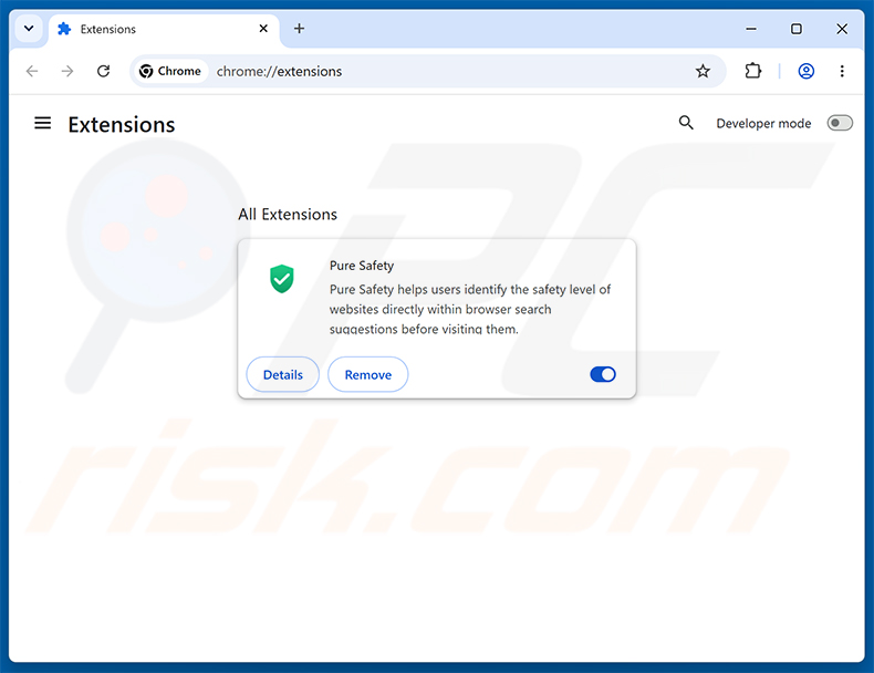 Eliminación de extensiones de Google Chrome relacionadas con Pure Safety (pureextension.net)