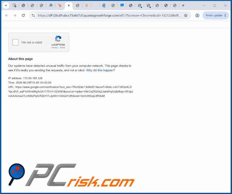 apariencia del sitio web quantagrowthforge[.]com (GIF)