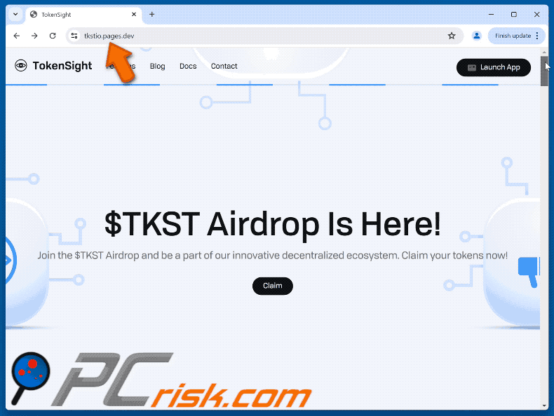 Apariencia de TokenSight ($TKST) Airdrop Scam (GIF)
