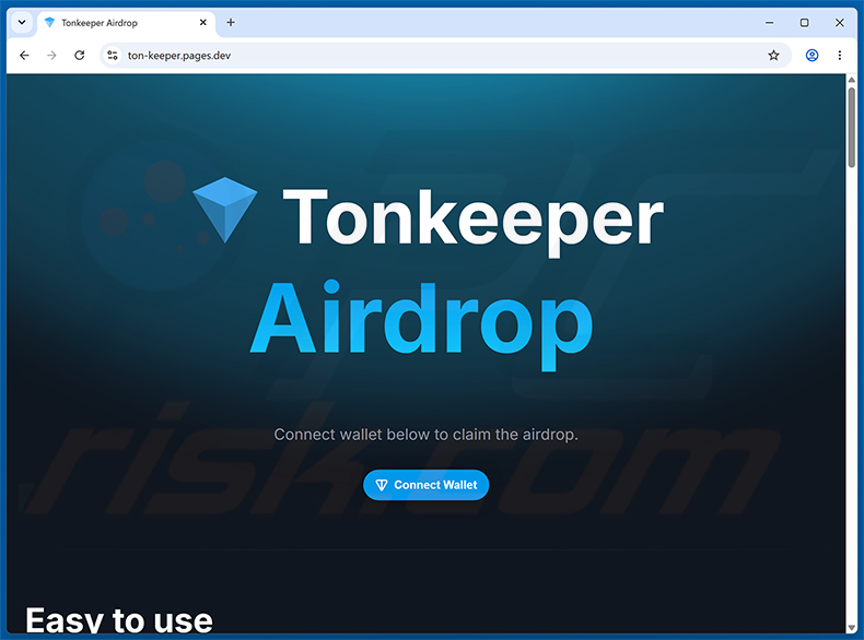Tonkeeper Airdrop estafa (ton-keeper.pages[.]dev)