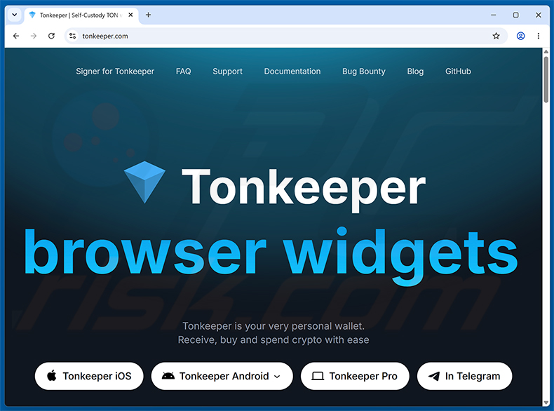 Sitio web real de Tonkeeper Airdrop estafa (tonkeeper.com)