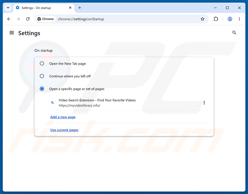 Eliminar Video Search Extension (myvideolibrary.info) de la página de inicio de Google Chrome