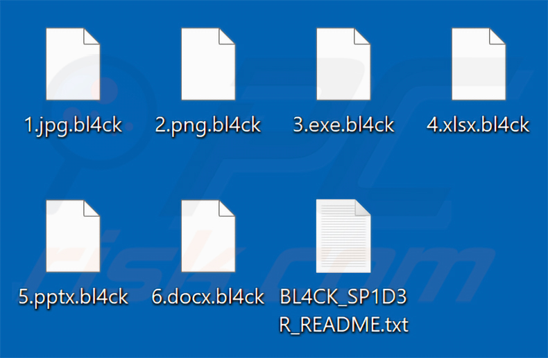 Archivos cifrados por el ransomware BL4CK SP1D3R (extensión .bl4ck)