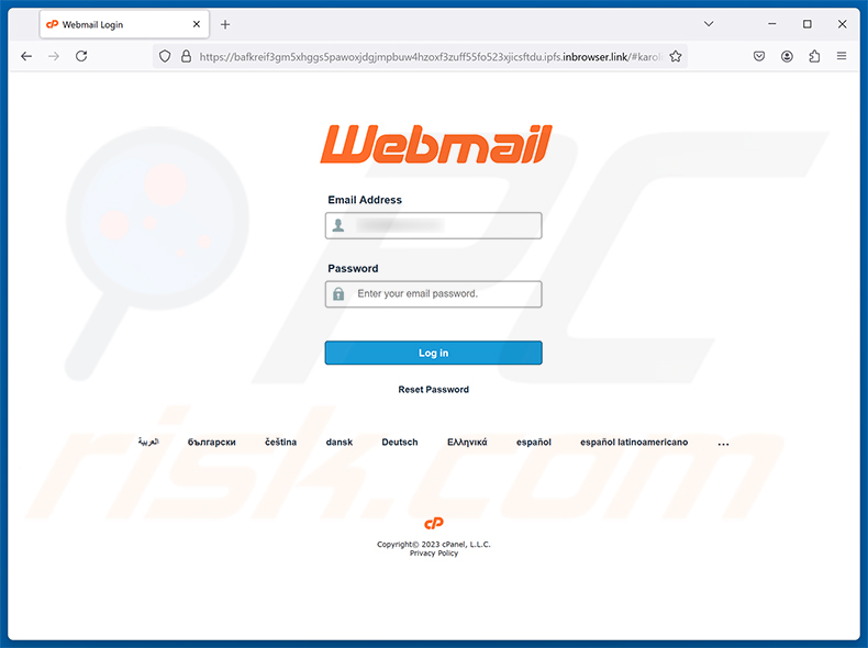Página de phishing de Complete The Required Mailbox Update estafa por correo electrónico