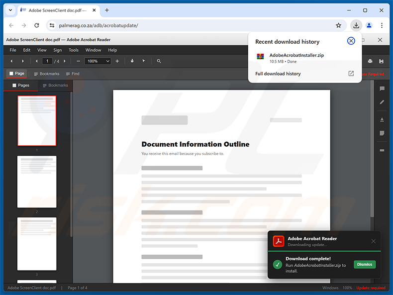 Sitio web malicioso promovido a través de la campaña de spam Contract Procurement Email Virus