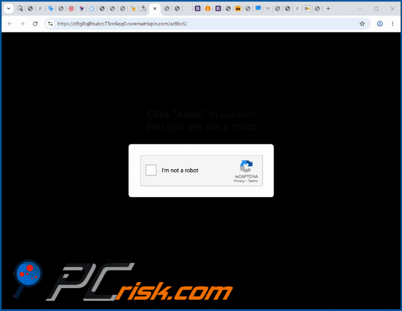 apariencia del sitio web corematrixpin[.]com (GIF)