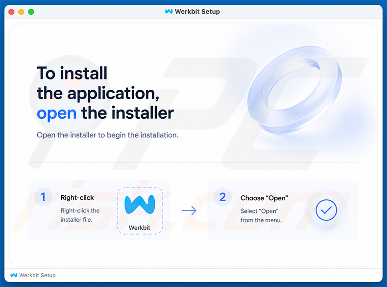 Imagen de disco Werkbit Setup utilizada para distribuir el malware CrashStealer