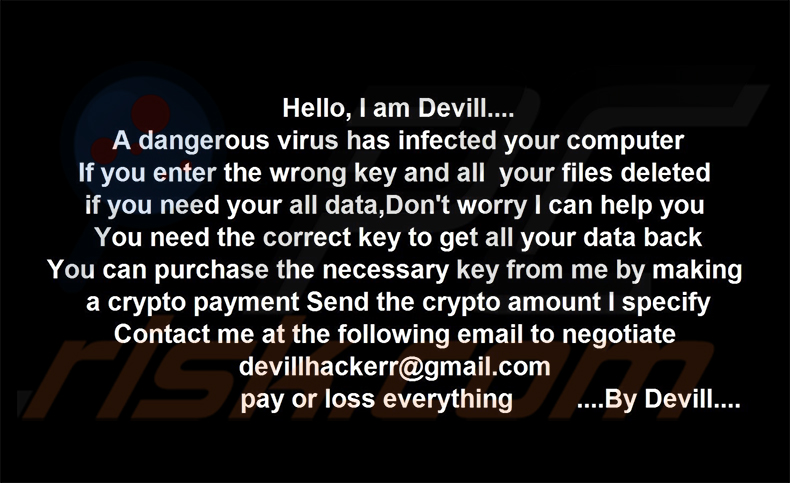 Fondo de pantalla del ransomware Devill