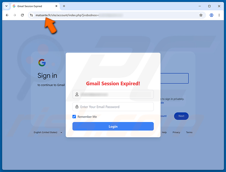 Página de phishing de la estafa Email Account Is Currently Transmitting Viruses