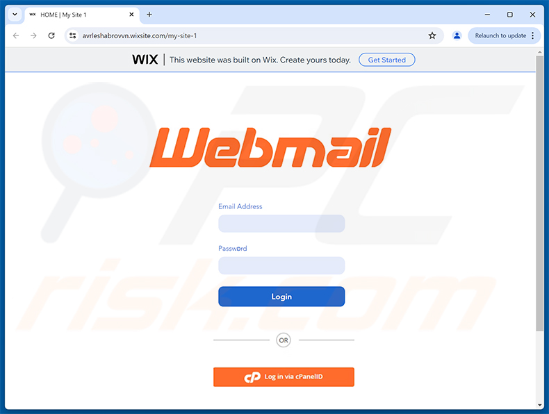 Página de phishing de Finance Department Invoice estafa por correo electrónico