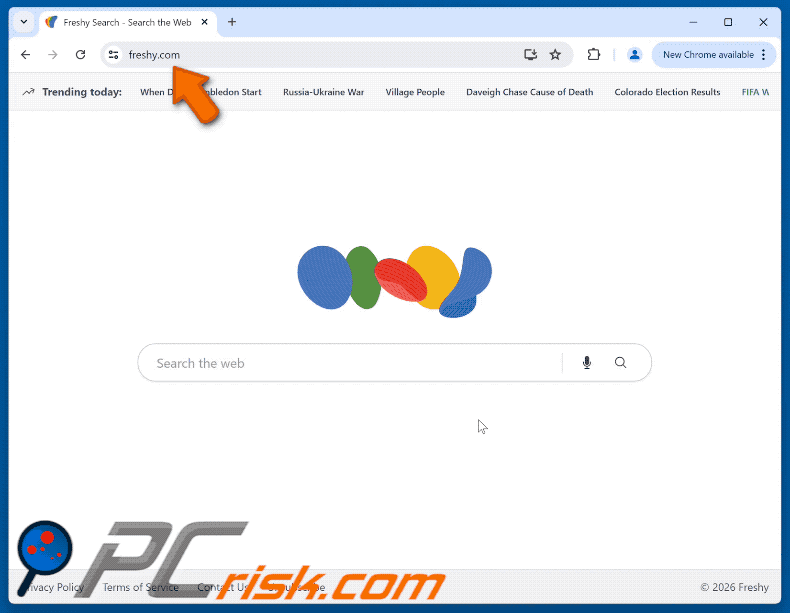 Secuestrador de navegador Freshy Search (freshy.com) (GIF)