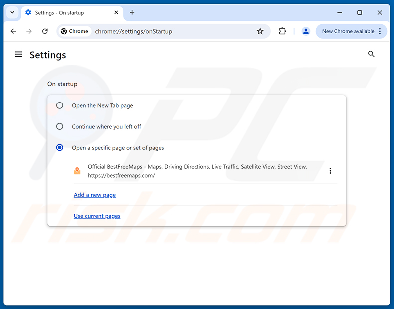 Eliminación de Get Maps & Driving Directions (bestfreemaps.com) de la página de inicio de Google Chrome