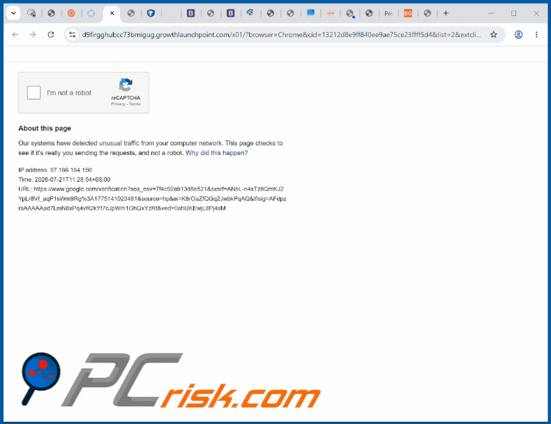 apariencia del sitio web growthlaunchpoint[.]com (GIF)