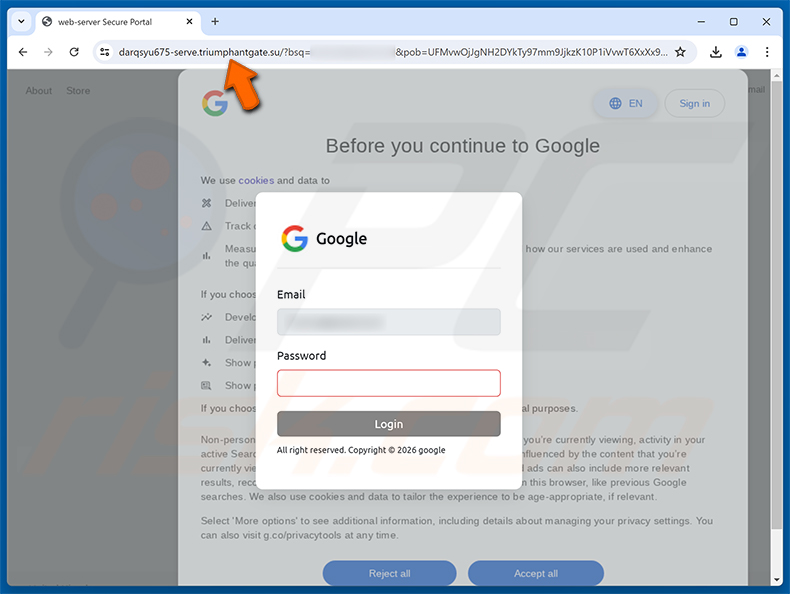 Página de phishing de Messages Are On Hold