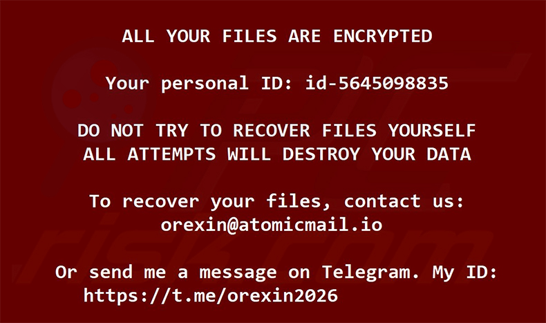 Fondo de escritorio del ransomware Orexin