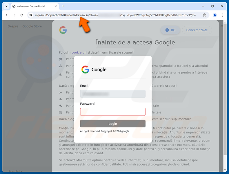 Página de phishing Organization Needs Information To Keep Account Secure