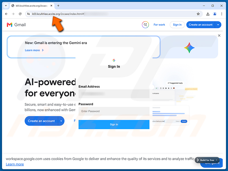 Página de phishing de la estafa por correo electrónico Proposal Evaluation Completed