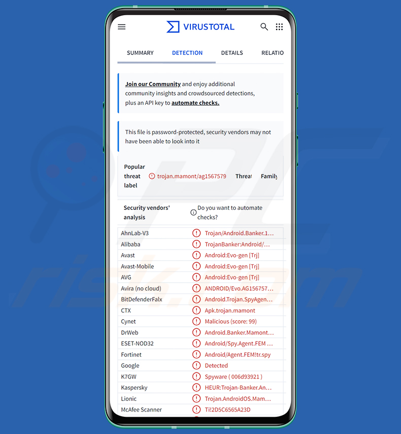 Instalación del spyware RedWing a través de un aviso falso de actualización de RuStore