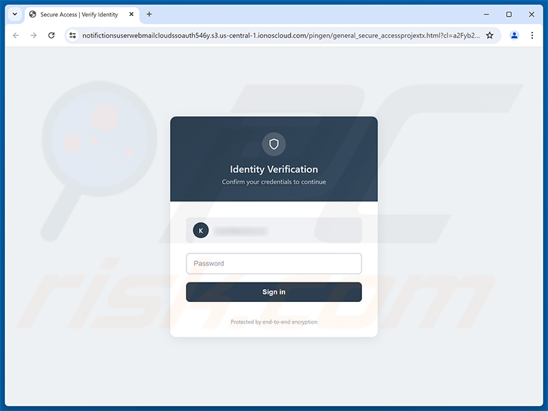 Página de phishing de la estafa por correo electrónico Required System Upgrade