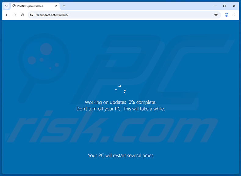 Pantalla falsa de distracción de actualización de Windows del troyano SCMBANKER