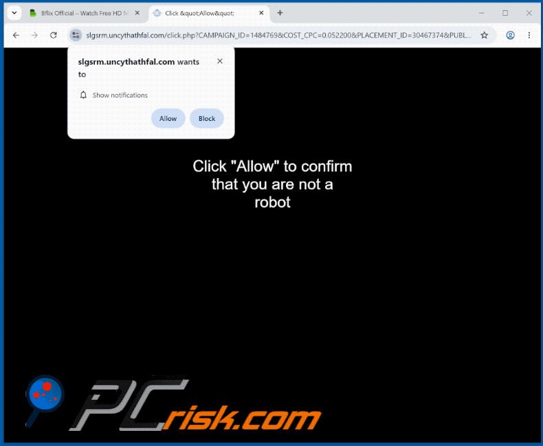aspecto del sitio web uncythathfal[.]com (GIF)