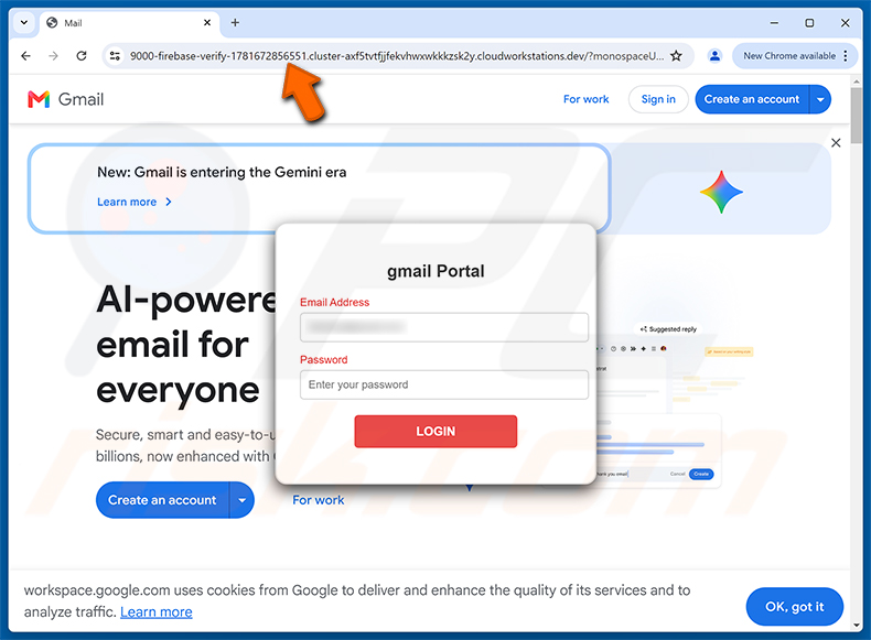 Página de phishing de Unresolved Inbound Items Email Scam