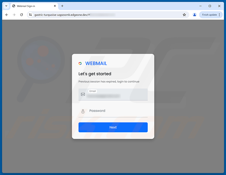 Página de phishing de la estafa Cleanup Of Pre-2021 Report Files estafa por correo electrónico