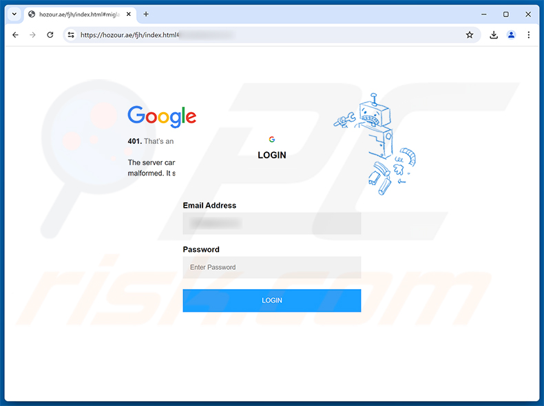 Página de phishing de la estafa por correo electrónico GreenState Credit Union Transfer Received