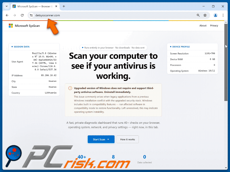 Estafa emergente Scan Computer To See If Antivirus Is Working (GIF)