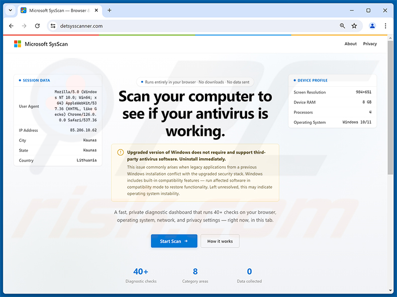 Estafa emergente Scan Computer To See If Antivirus Is Working