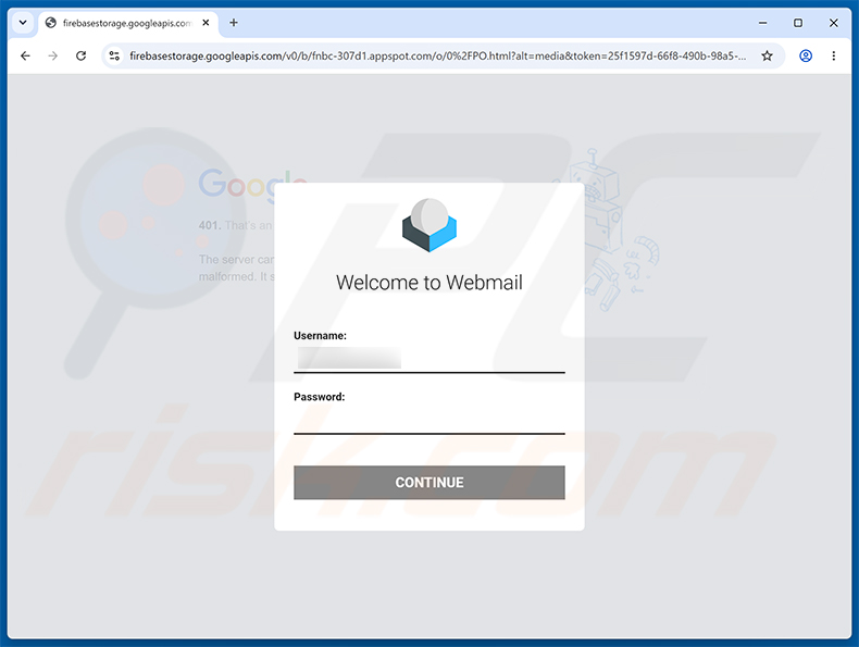 Página de phishing de You Have Received A Tax Invoice Email Scam