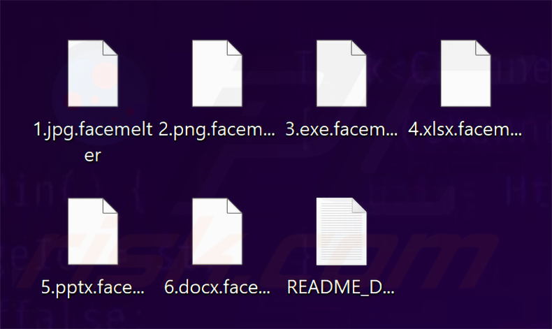 Archivos cifrados por el ransomware Face Melter (extensión .facemelter)