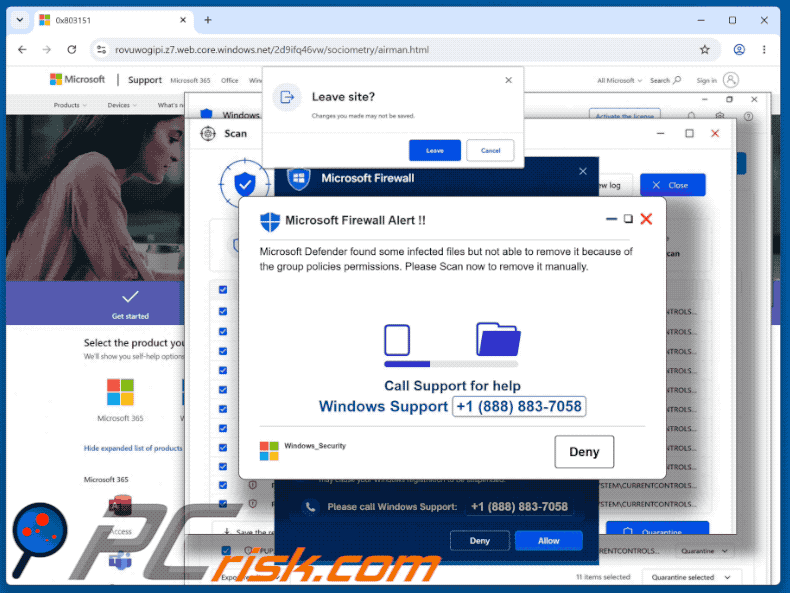 Estafa emergente Microsoft Firewall Alert (GIF)