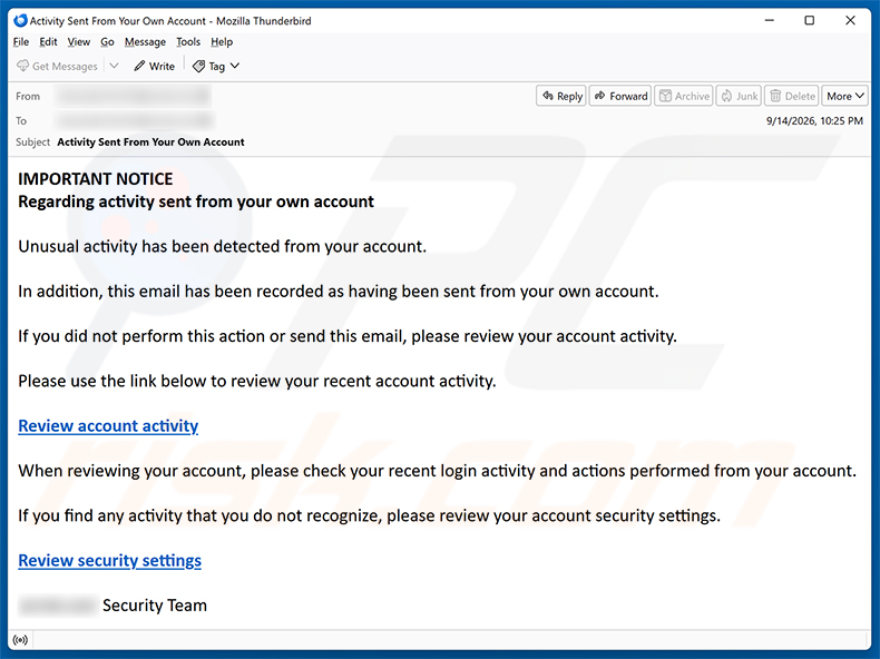 Correo electrónico de spam que promueve la estafa emergente Microsoft Firewall Alert (rovuwogipi.z7.web.core.windows[.]net)