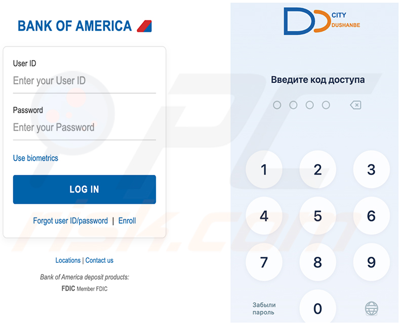 Superposiciones falsas de PIN bancario y de Bank of America del malware RatHat