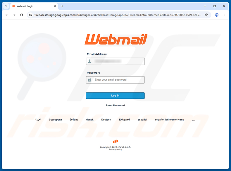 Página de phishing de la estafa Secure Your Account