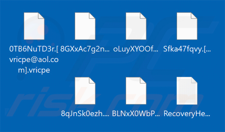 Archivos cifrados por el ransomware Vricpe (extensión .vricpe)