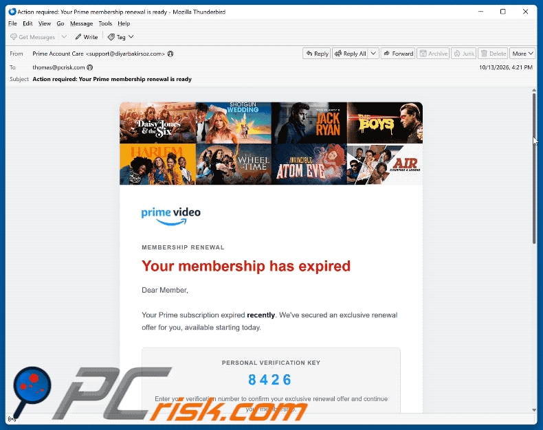Amazon Prime Subscription Expired estafa por correo electrónico