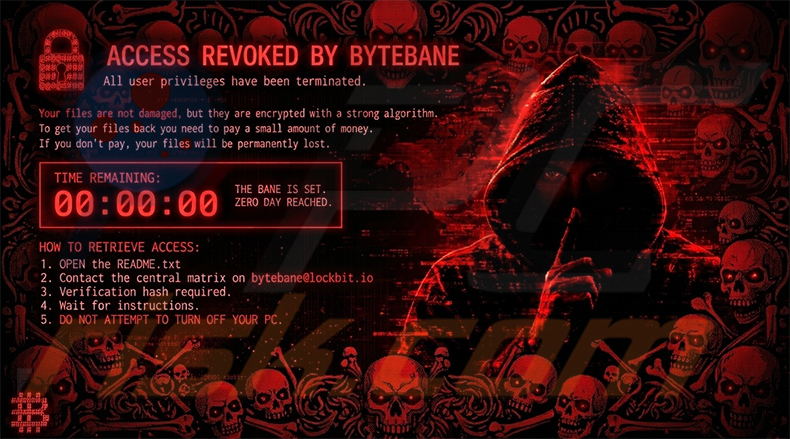 Fondo de pantalla del ransomware ByteBane