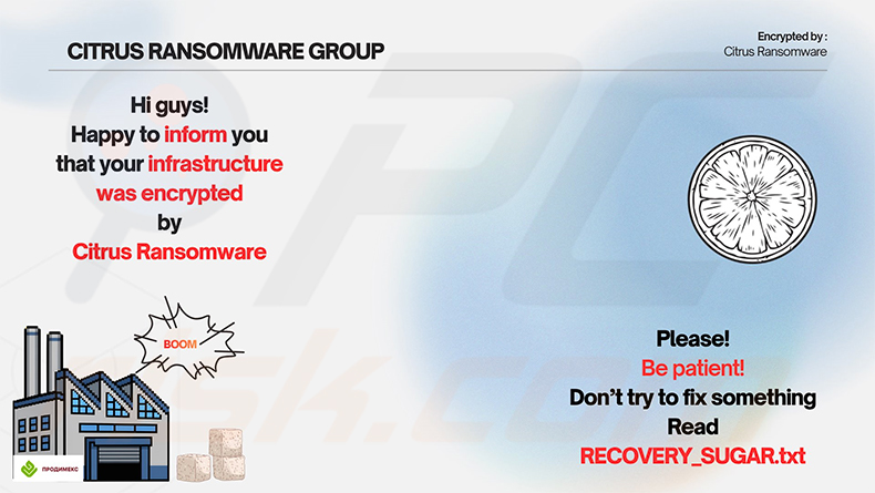 Fondo de pantalla del escritorio del ransomware Citrus
