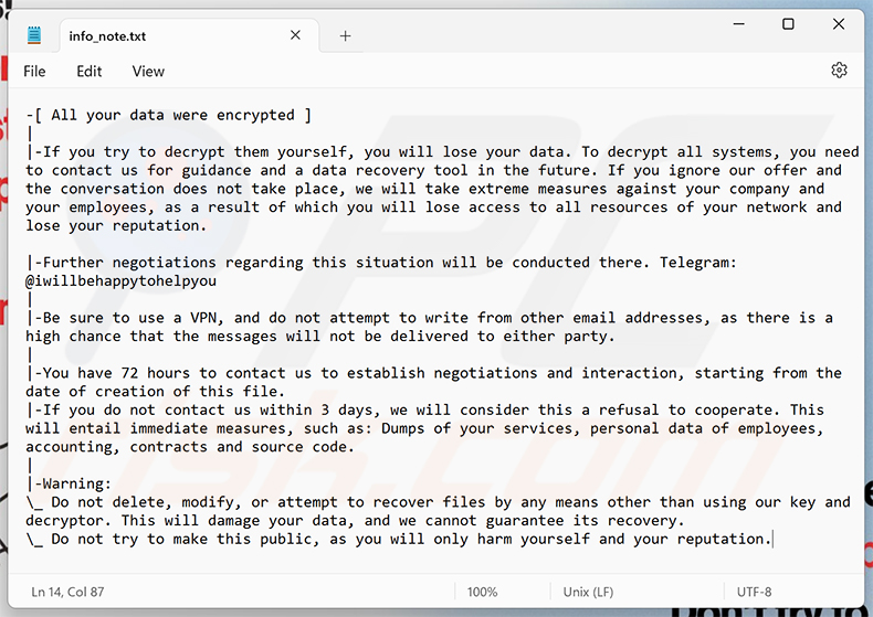 Nota de rescate del ransomware Citrus (info_note.txt)